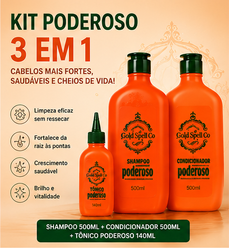 POWERFUL SHAMPOO AND CONDITIONER + POWERFUL TONIC - ORIGINAL GOLD SPELL PRODUCT