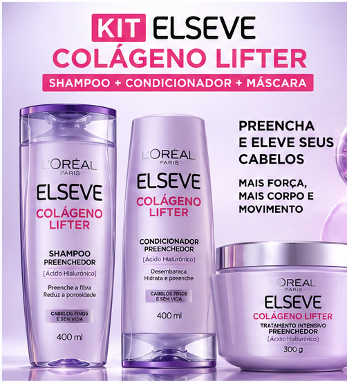 KIT SHAMPOO + COND + MÁSCARA ELSEVE COLÁGENO LIFTER